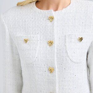 Generation Love White Tweed Jacket with Heart Buttons NWT!